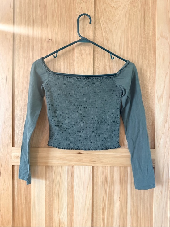 Hollister Tops - Hollister Olive Smocked Square-Neck Long Sleeve Top
